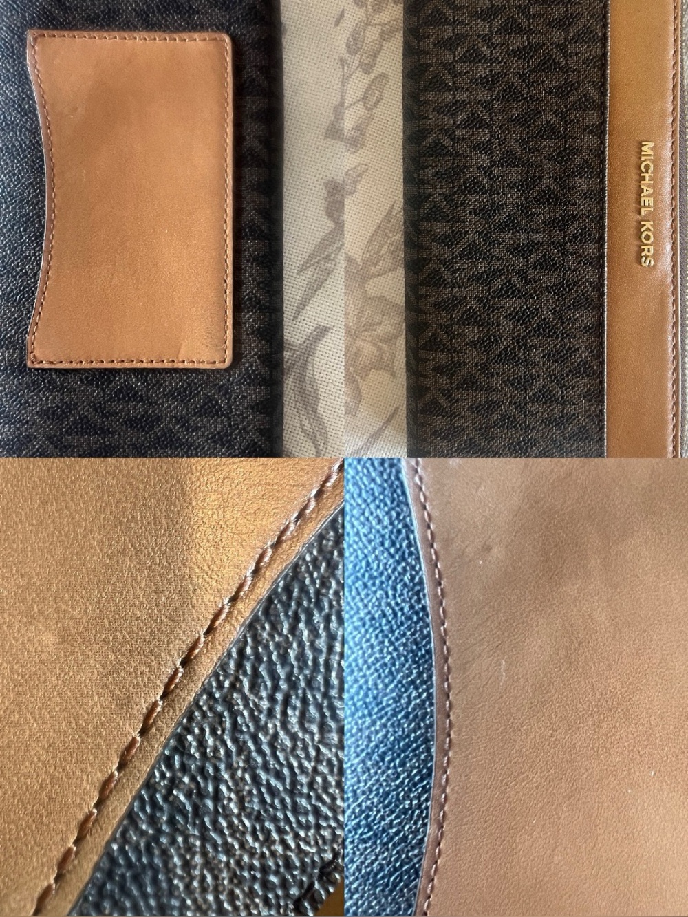 Michael Kors Mercer Signature Monogram Zip Around Continental Wallet Brown - Picture 15 of 15